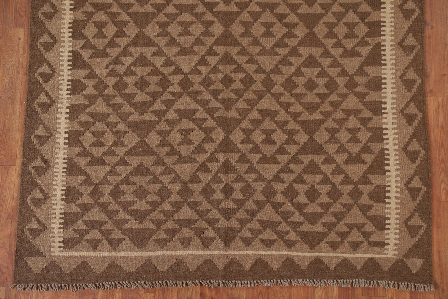 Brown Kilim Geometric Area Rug 5x7