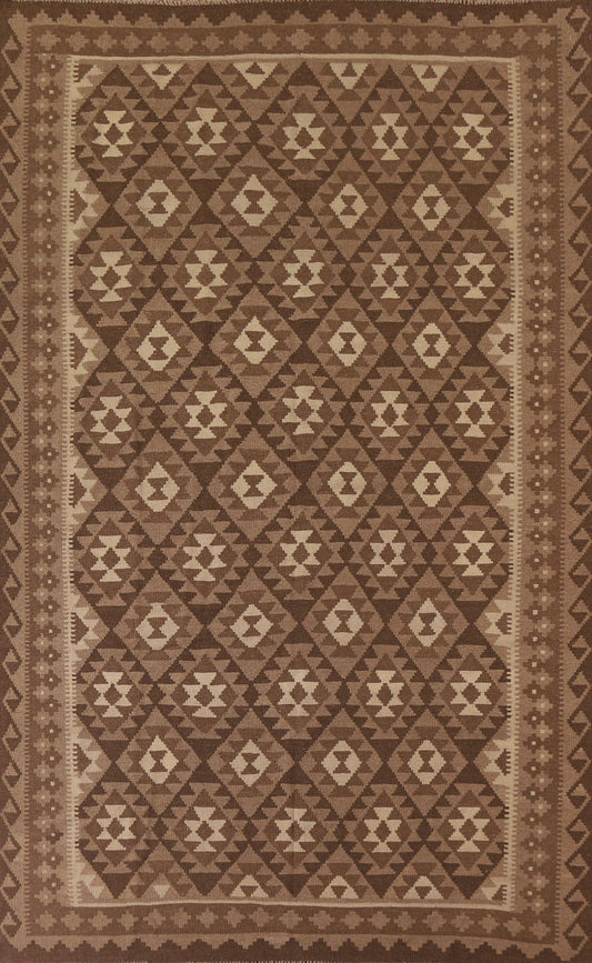 Brown Wool Kilim Oriental Area Rug 7x9