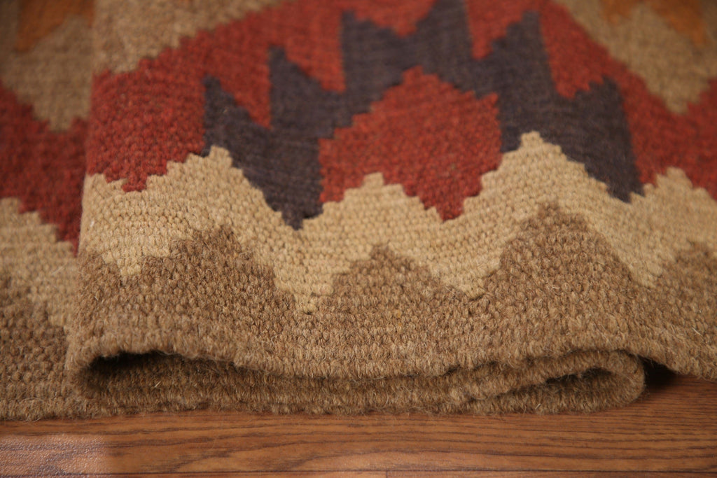 Reversible Wool Kilim Wool Area Rug 5x8