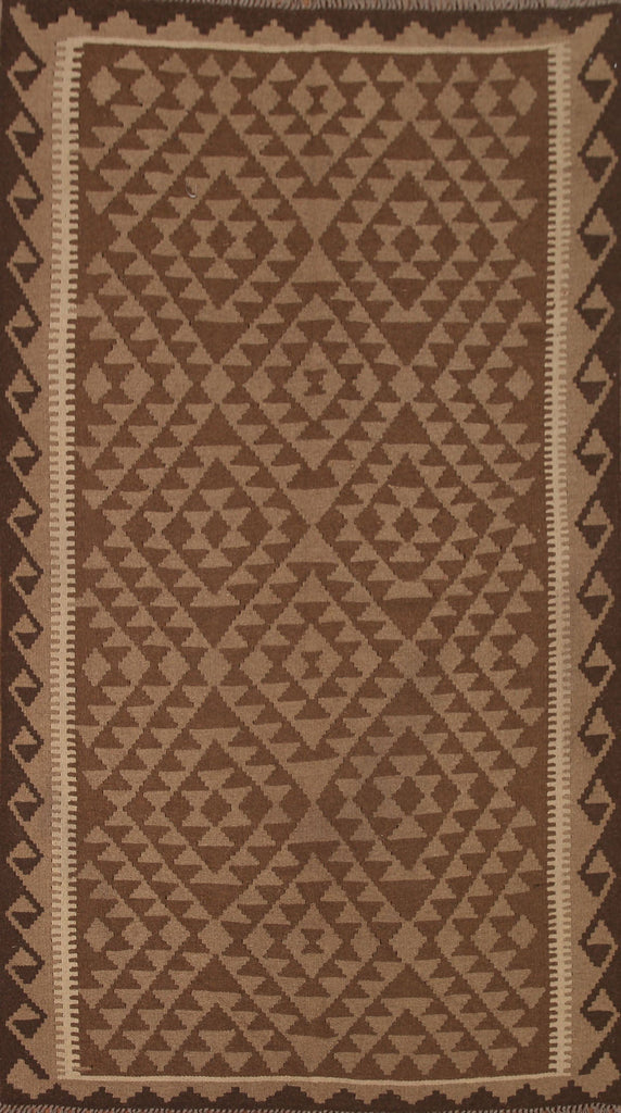 Brown Kilim Reversible Wool Area Rug 5x8