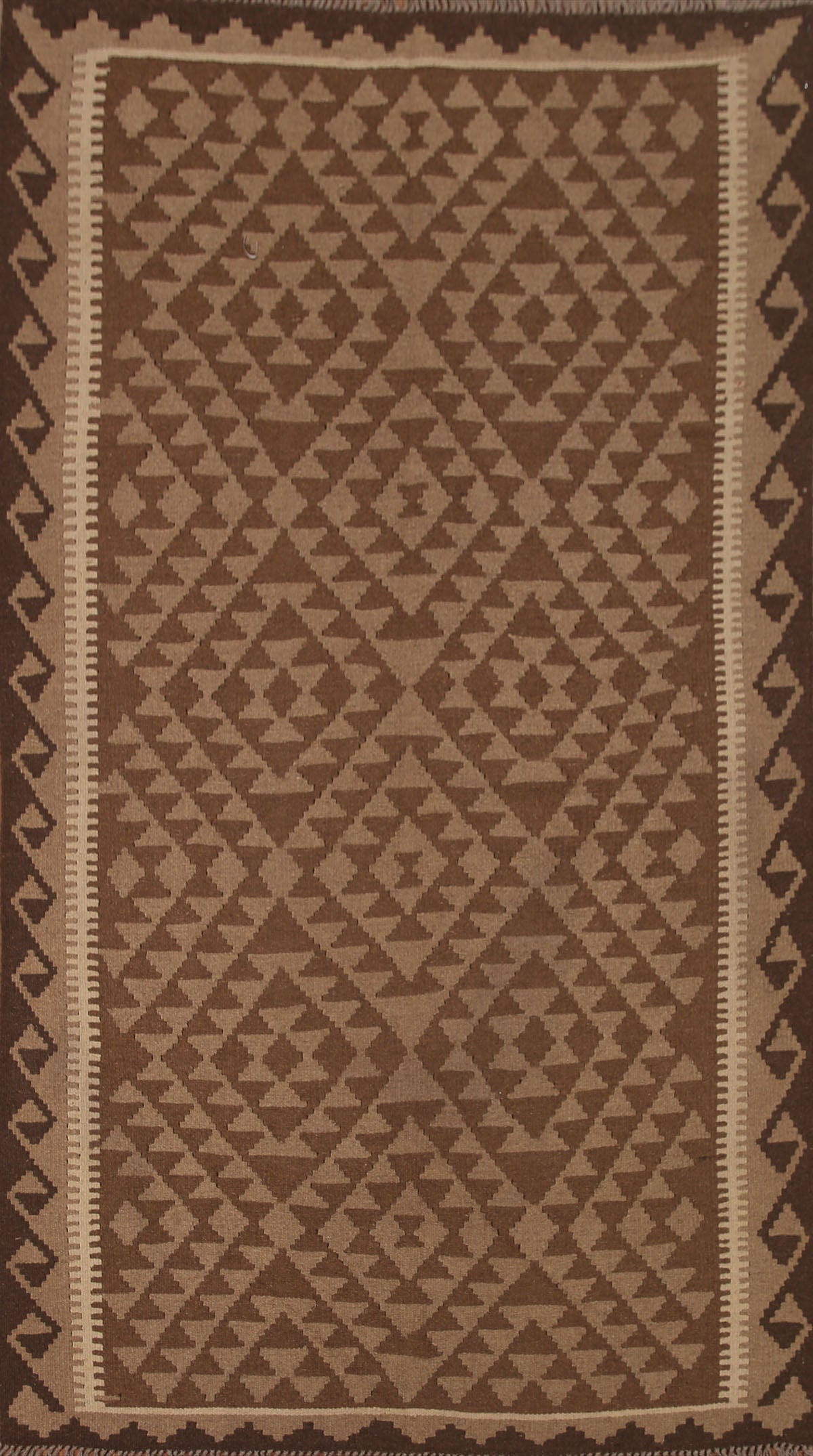 Brown Kilim Reversible Wool Area Rug 5x8