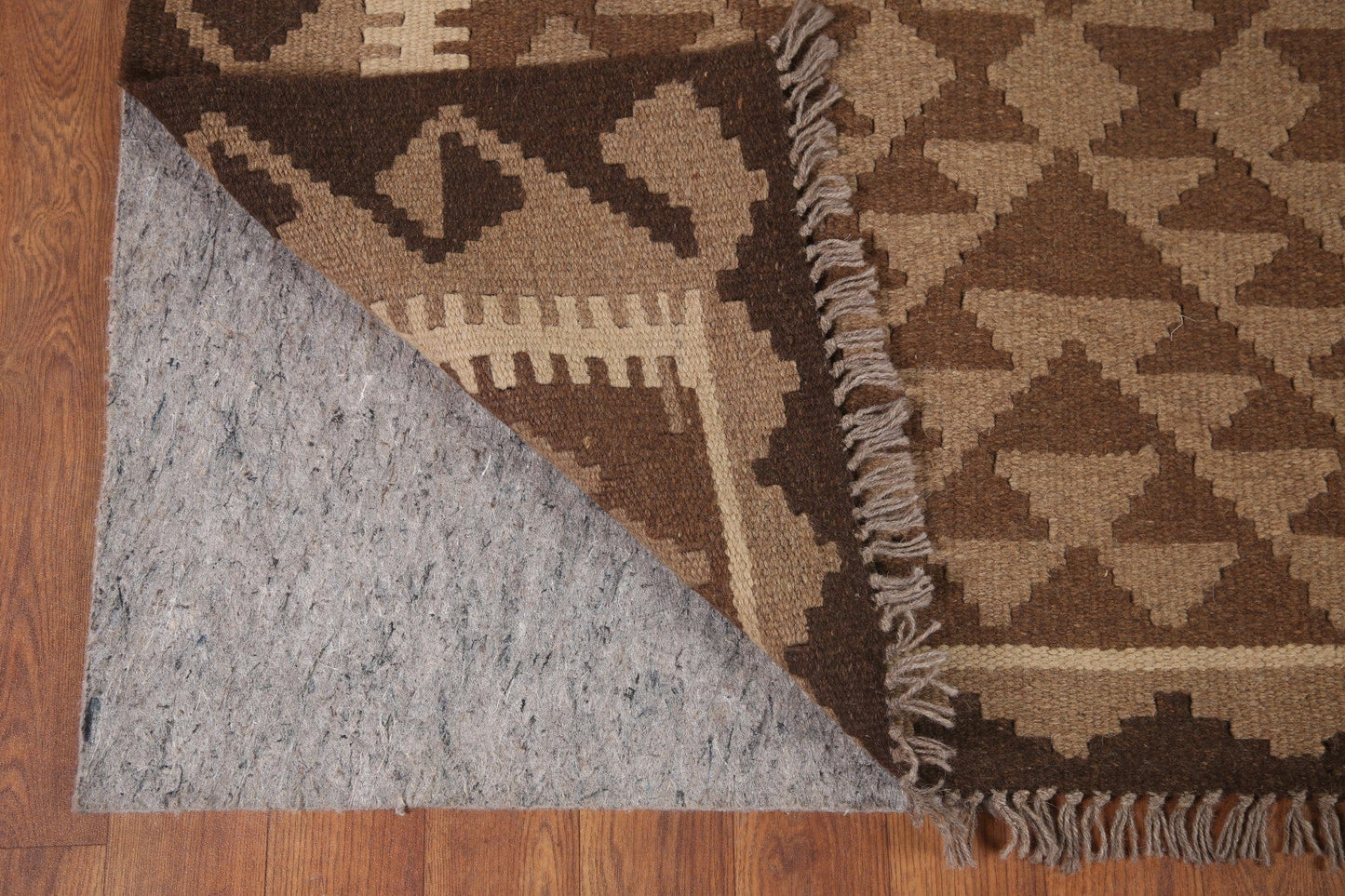 Brown Kilim Reversible Wool Area Rug 5x8