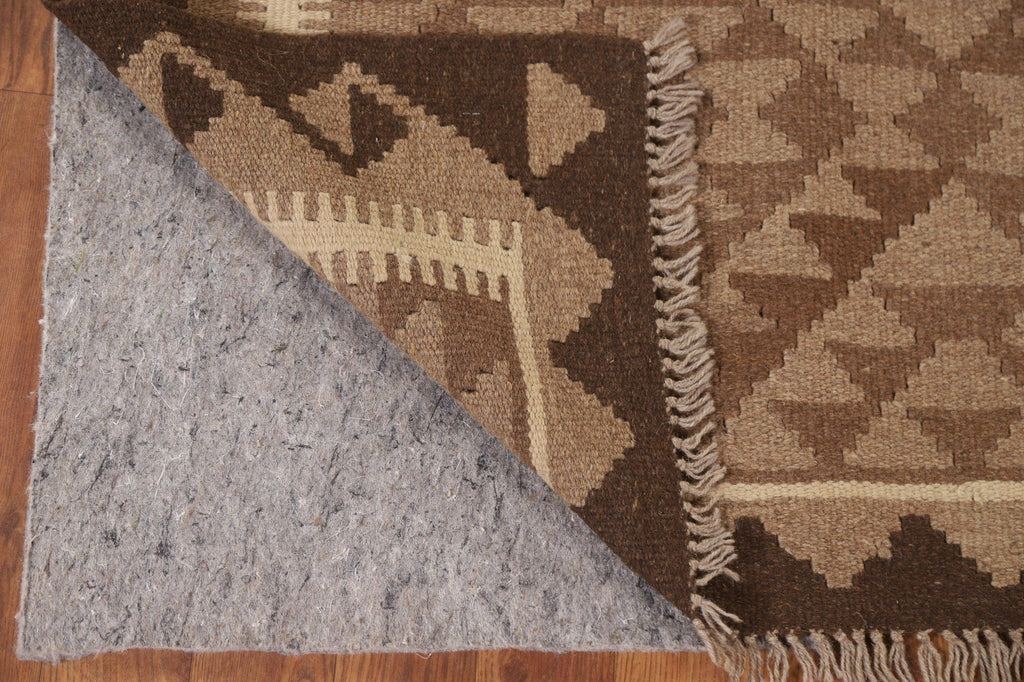 Reversible Wool Kilim Brown Area Rug 5x7