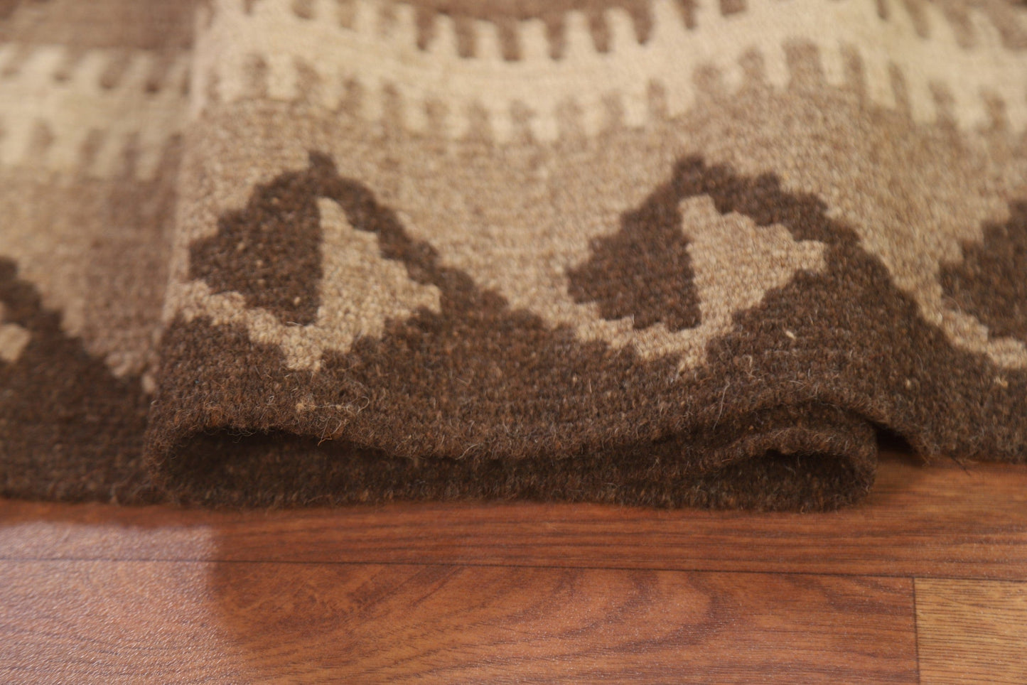 Reversible Wool Kilim Brown Area Rug 5x7