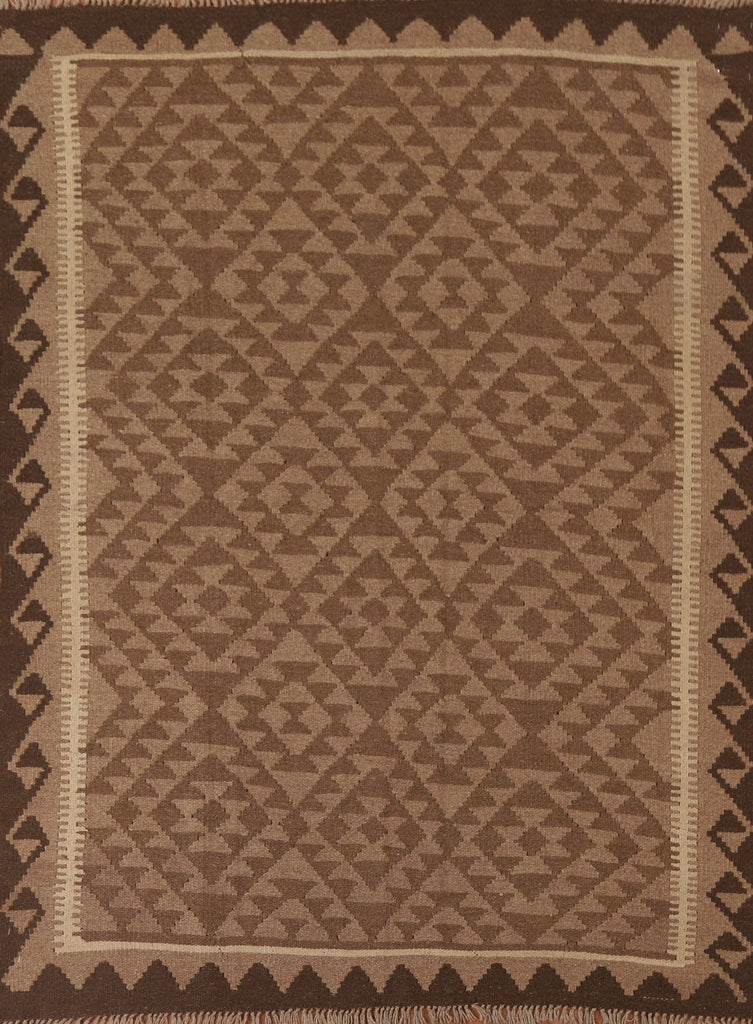 Geometric Brown Kilim Oriental Area Rug 5x6