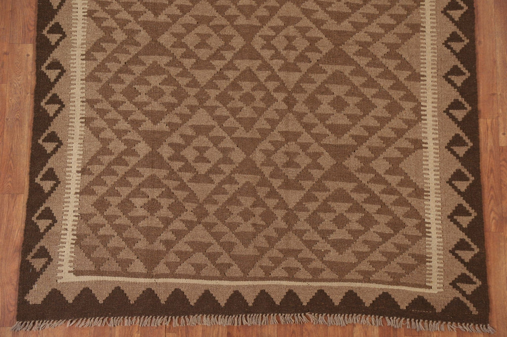 Geometric Brown Kilim Oriental Area Rug 5x6