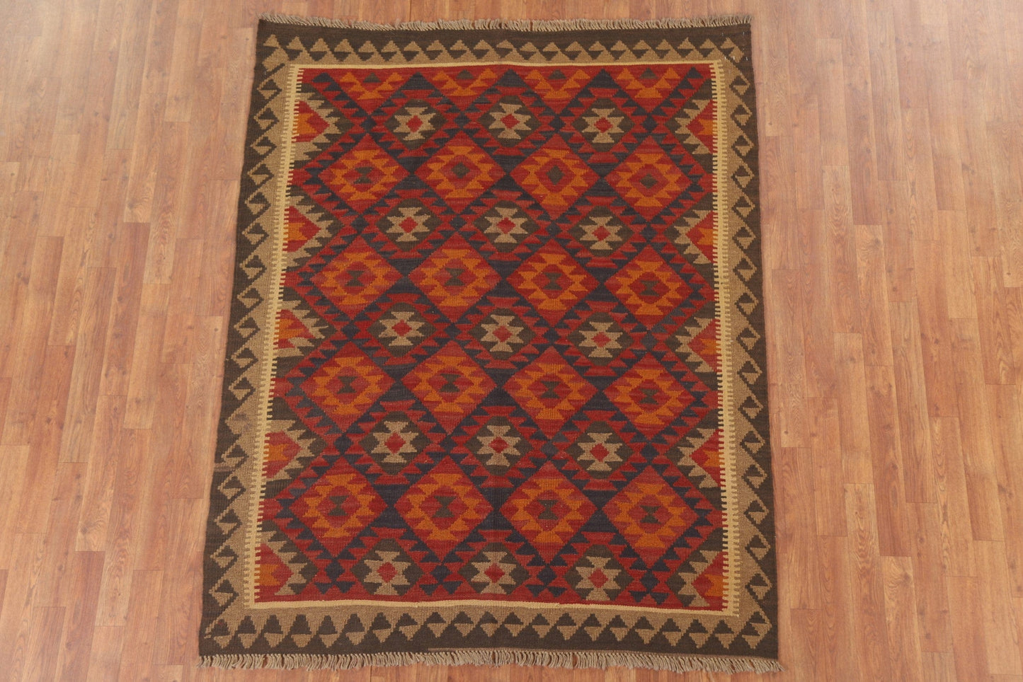 Reversible Wool Kilim Oriental Area Rug 5x6