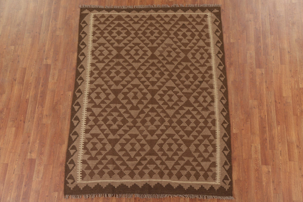 Reversible Wool Kilim Oriental Area Rug 5x7