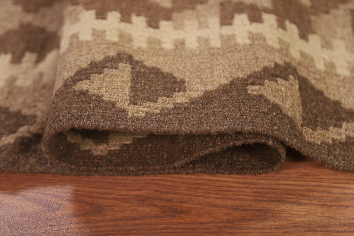 Brown Kilim Reversible Wool Area Rug 5x7