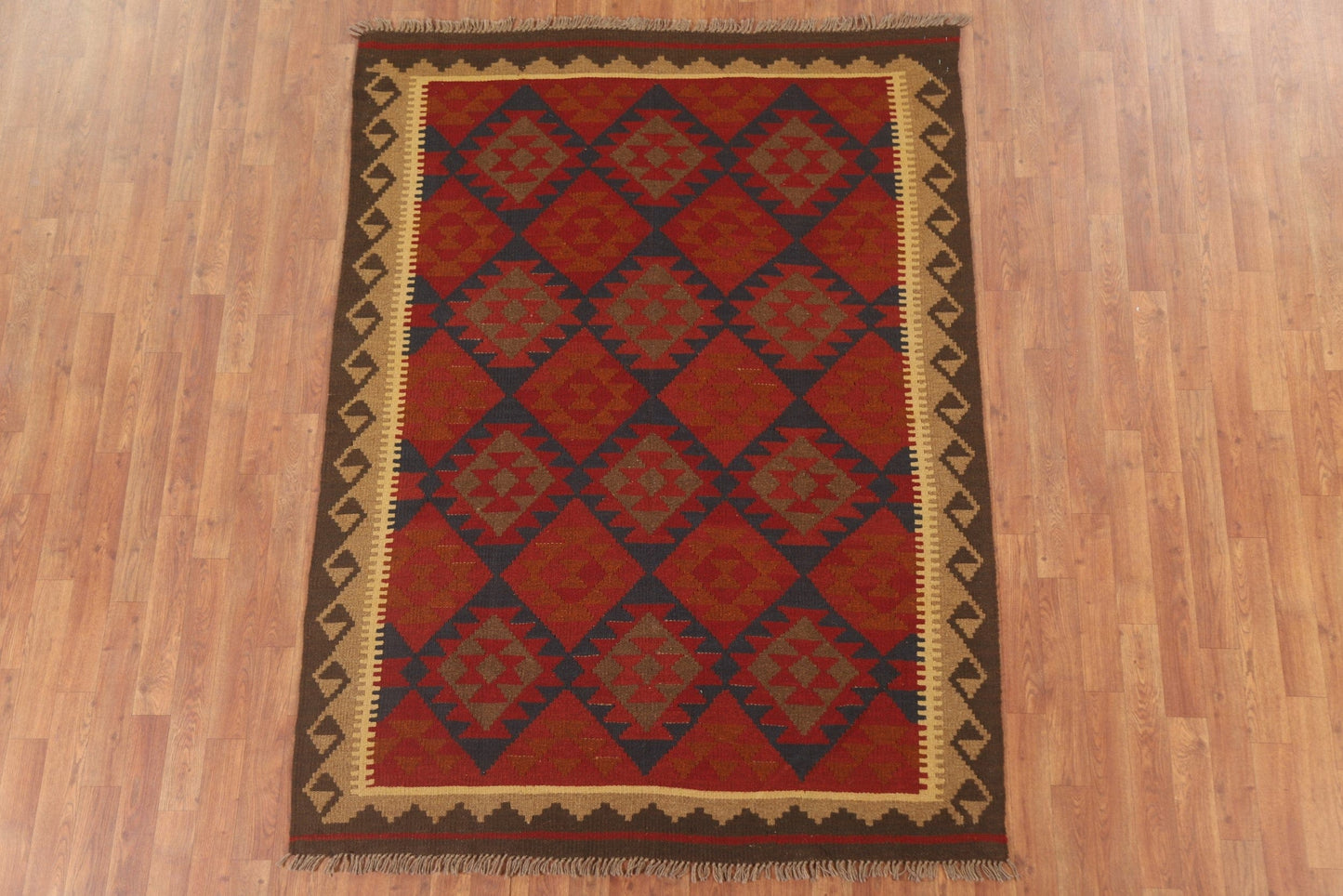 Reversible Wool Kilim Oriental Area Rug 5x7