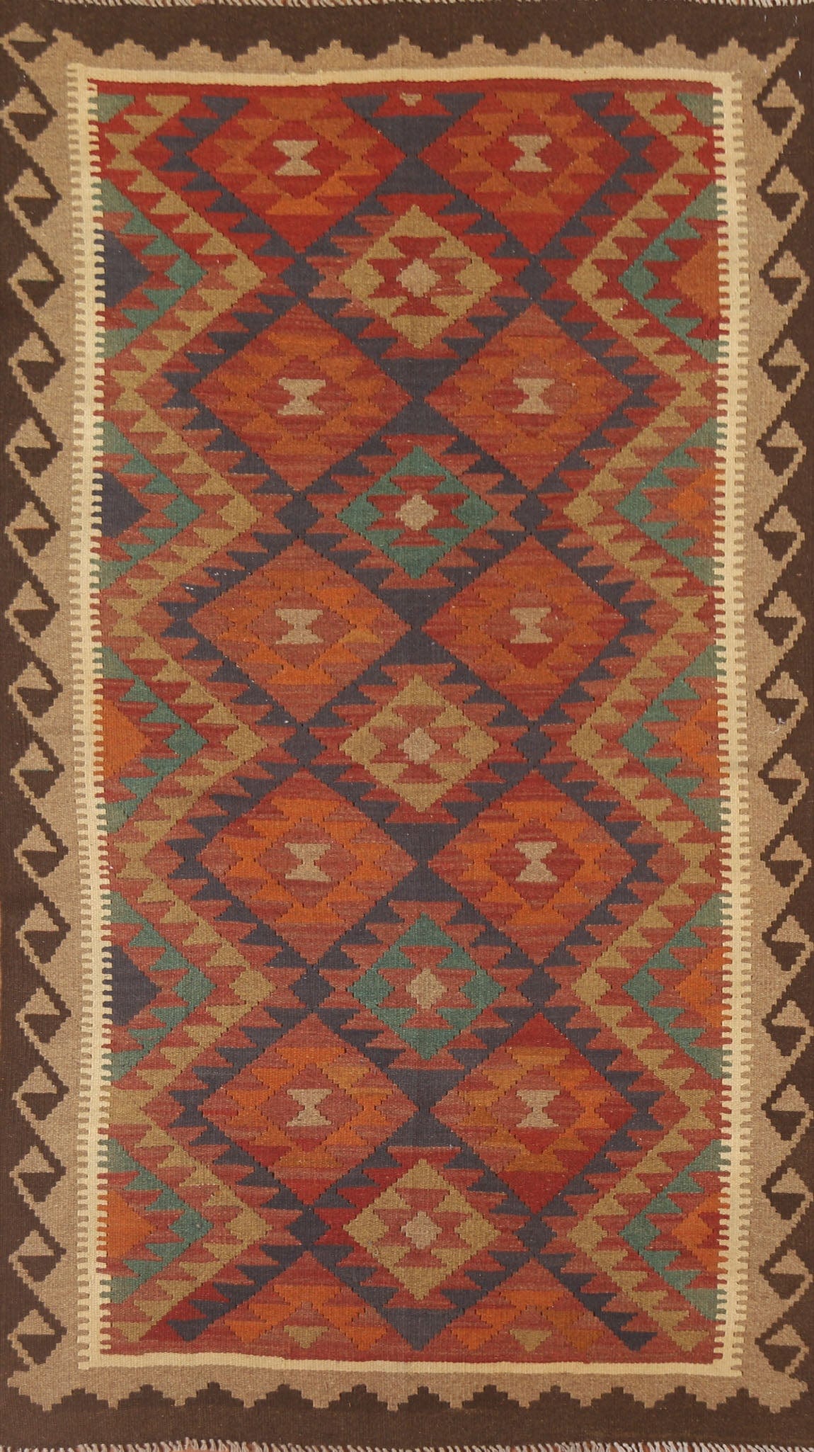 Geometric Kilim Reversible Wool Rug 5x8