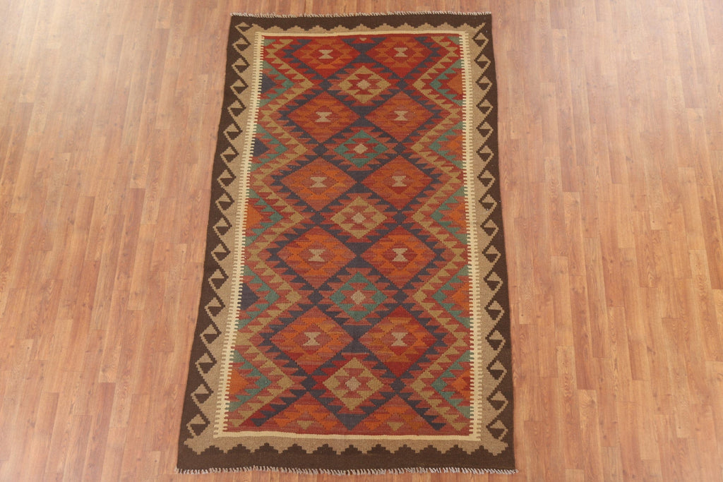 Geometric Kilim Reversible Wool Rug 5x8