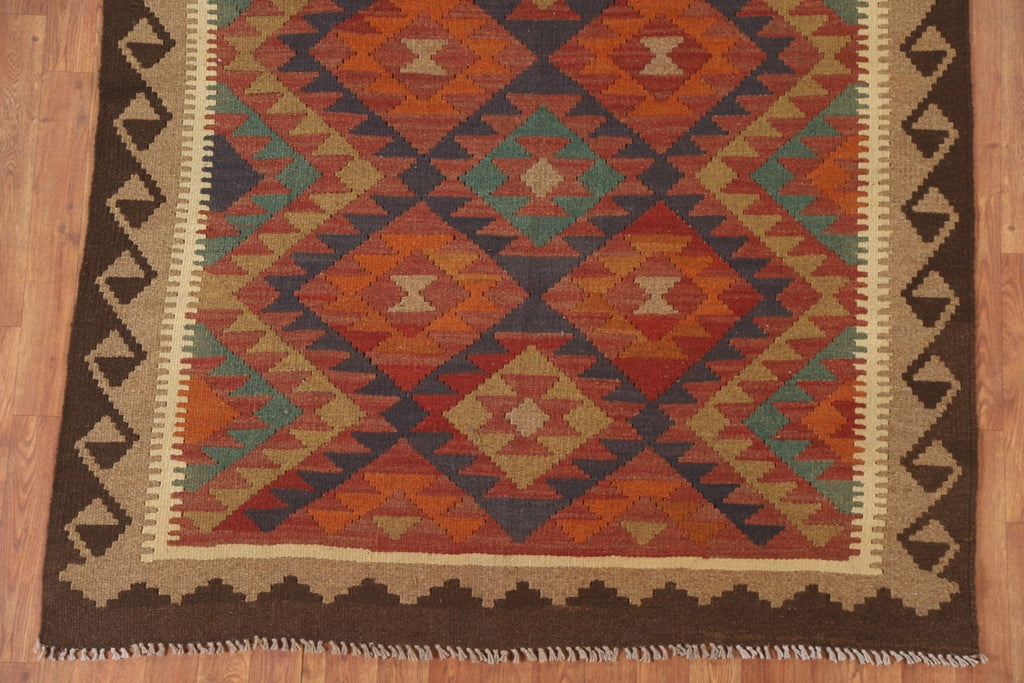 Geometric Kilim Reversible Wool Rug 5x8