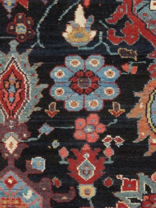 Antique Sultanabad Collection Navy Lamb's Wool Area Rug-12' 7" X 21'10"