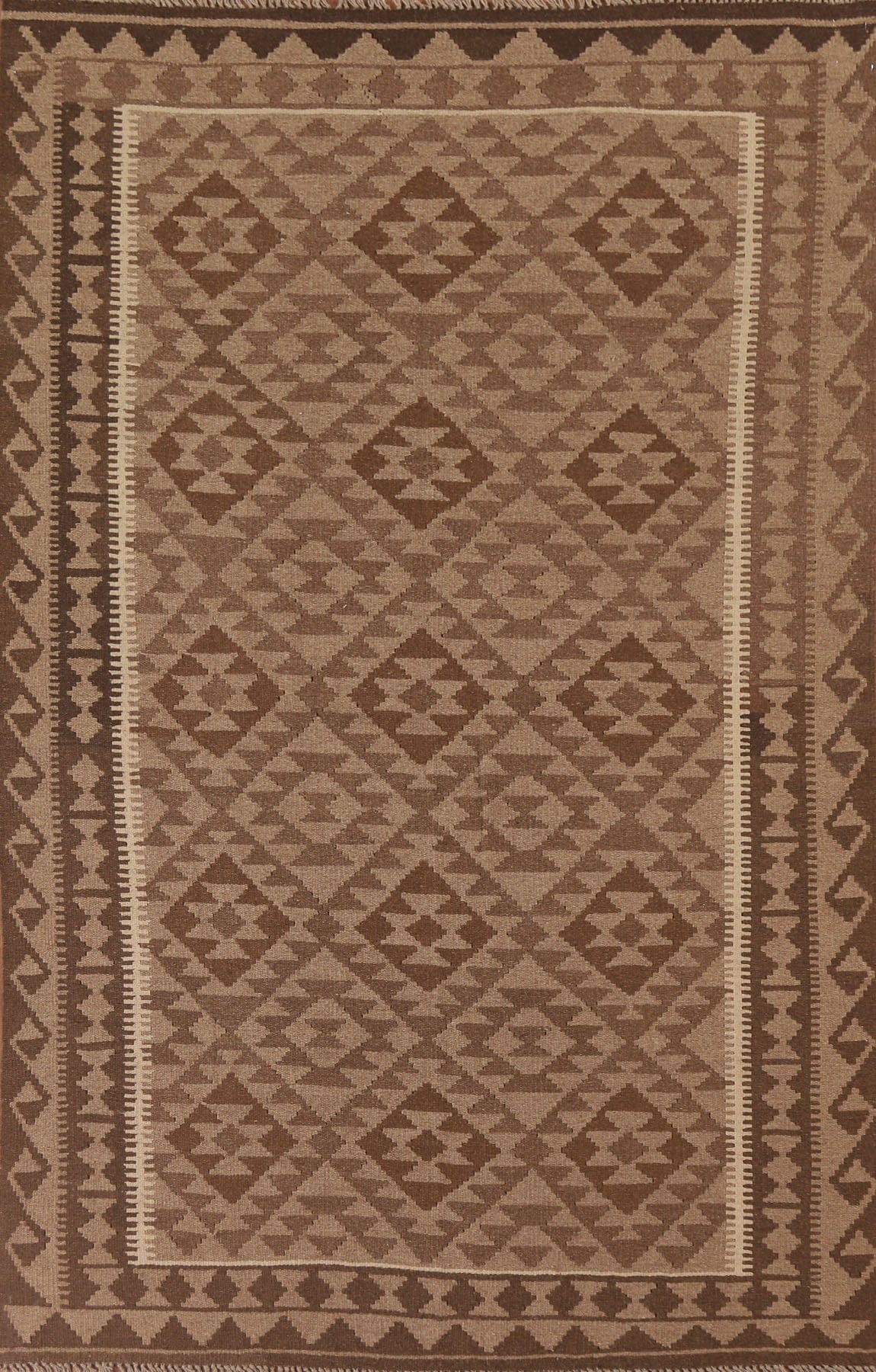 Brown Wool Kilim Oriental Area Rug 5x8