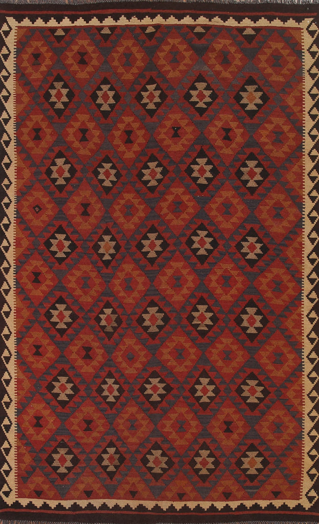 Geometric Kilim Reversible Wool Area Rug 7x10