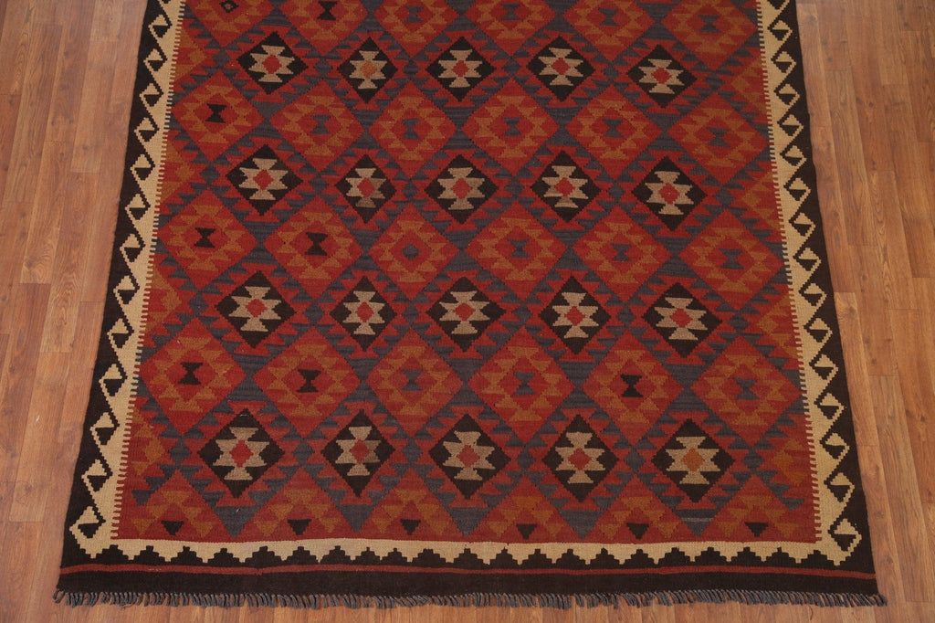 Geometric Kilim Reversible Wool Area Rug 7x10