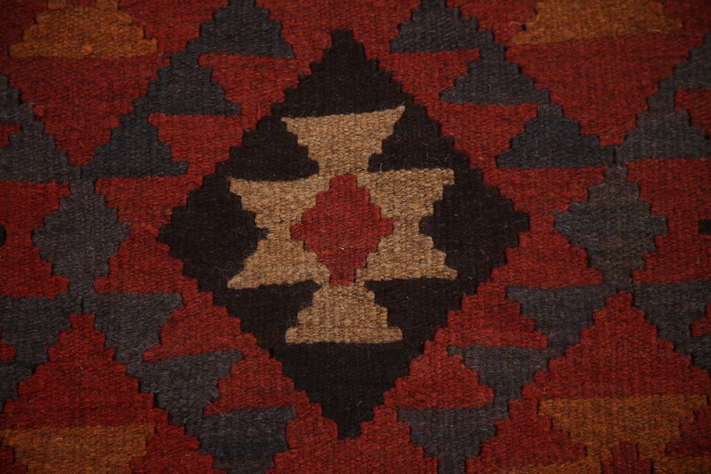 Geometric Kilim Reversible Wool Area Rug 7x10