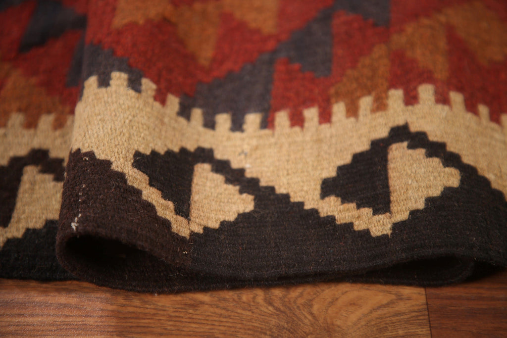 Geometric Kilim Reversible Wool Area Rug 7x10