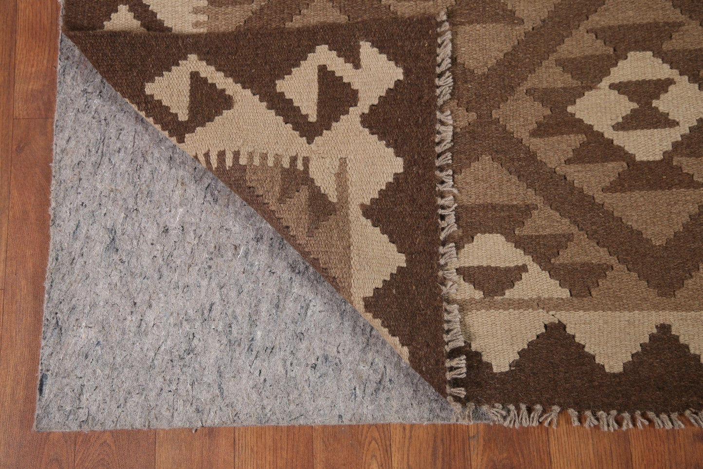 Brown Kilim Reversible Wool Area Rug 7x10