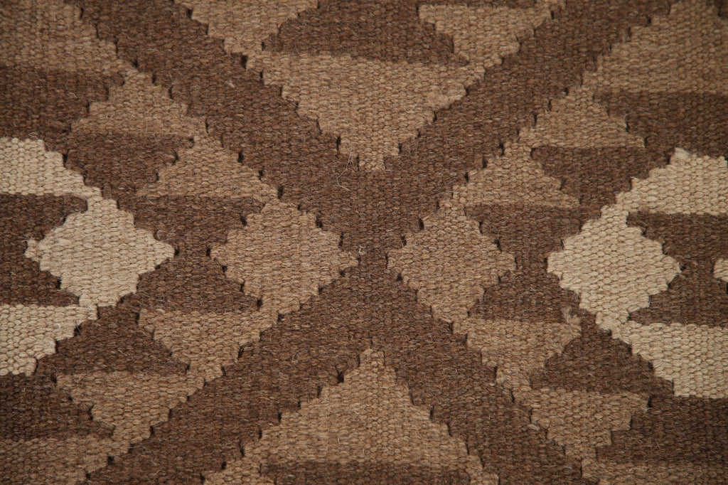 Brown Kilim Reversible Wool Area Rug 7x10