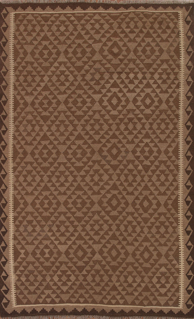 Brown Wool Kilim Oriental Area Rug 7x10