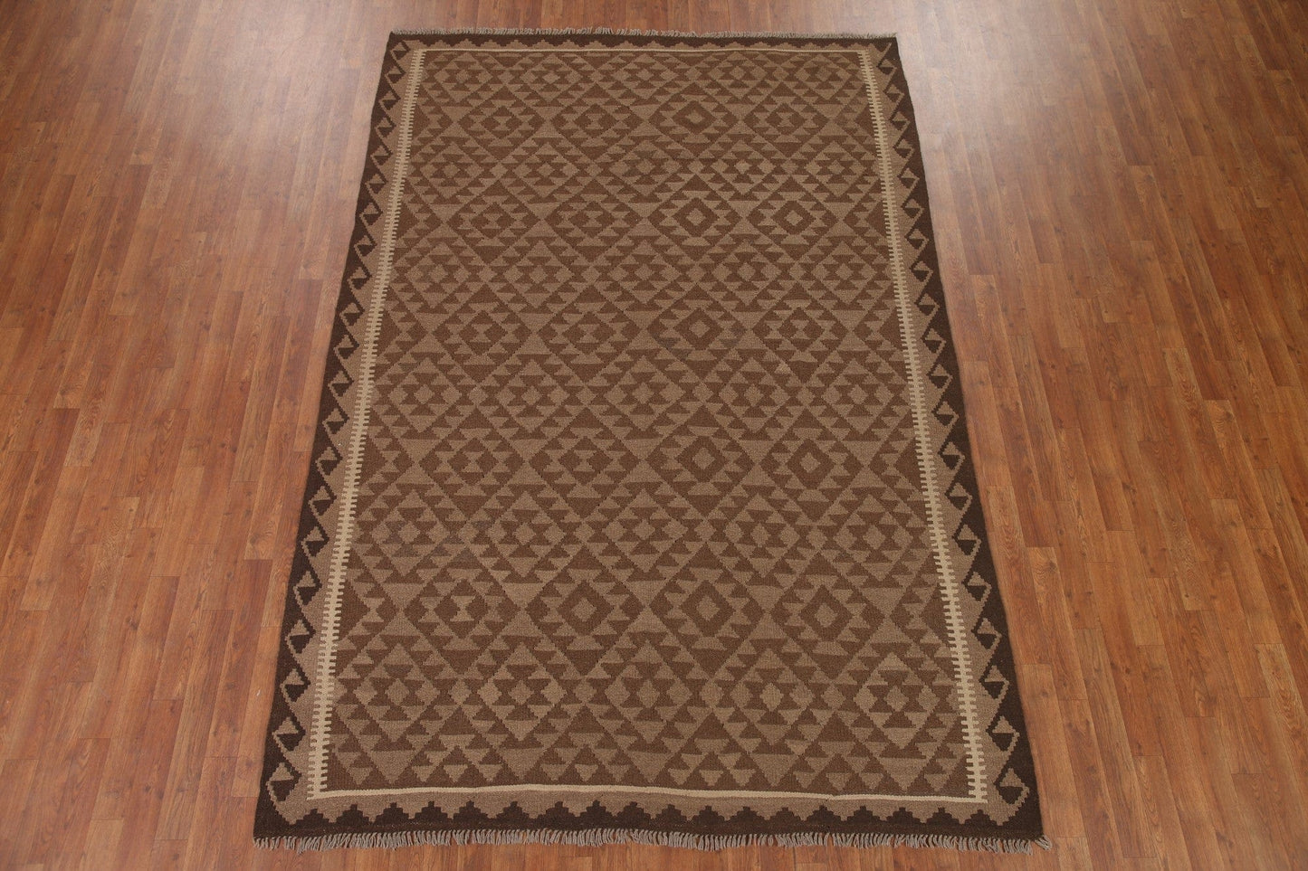 Brown Wool Kilim Oriental Area Rug 7x10