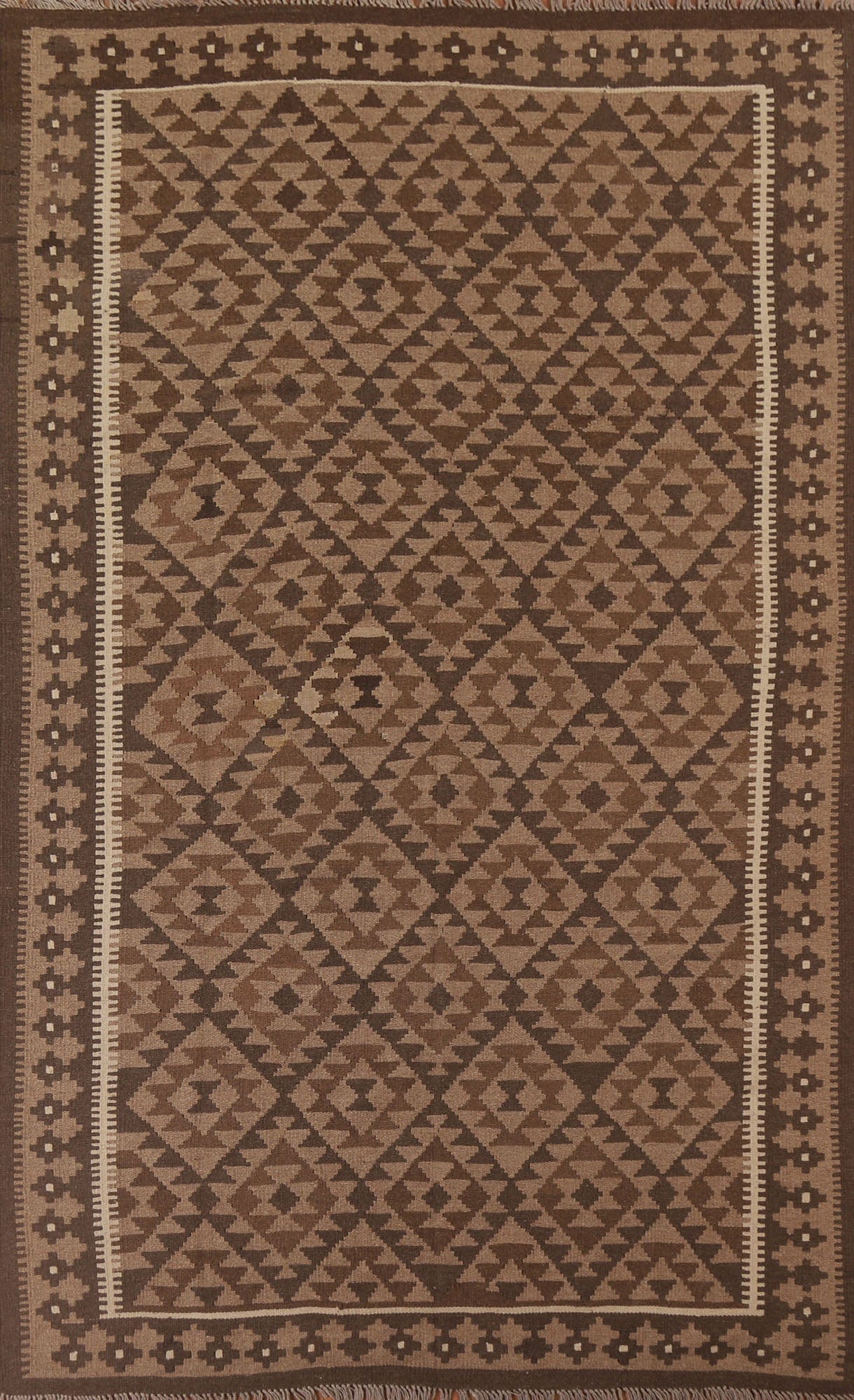 Geometric Kilim Reversible Wool Area Rug 6x10