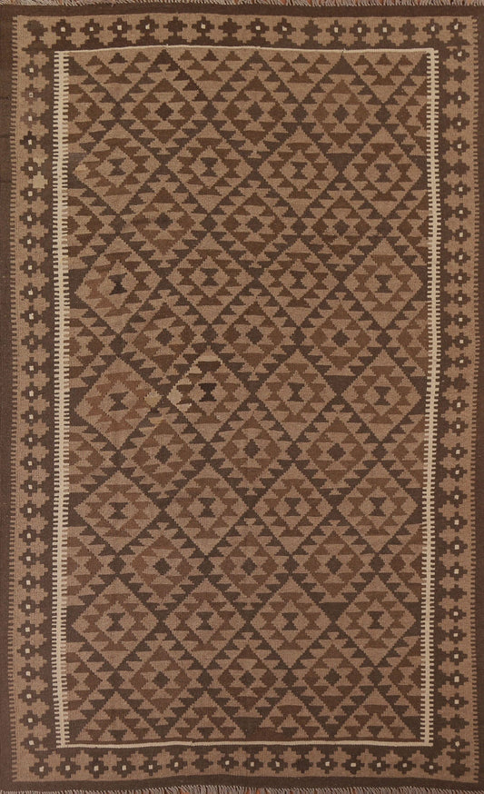 Geometric Kilim Reversible Wool Area Rug 6x10