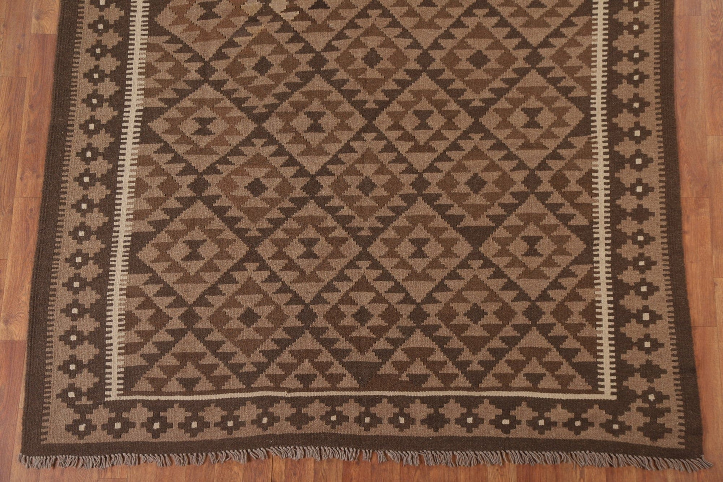 Geometric Kilim Reversible Wool Area Rug 6x10