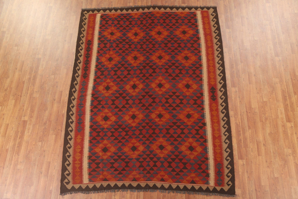 Reversible Wool Kilim Oriental Area Rug 7x9