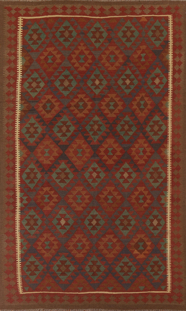 Geometric Kilim Reversible Wool Area Rug 7x10