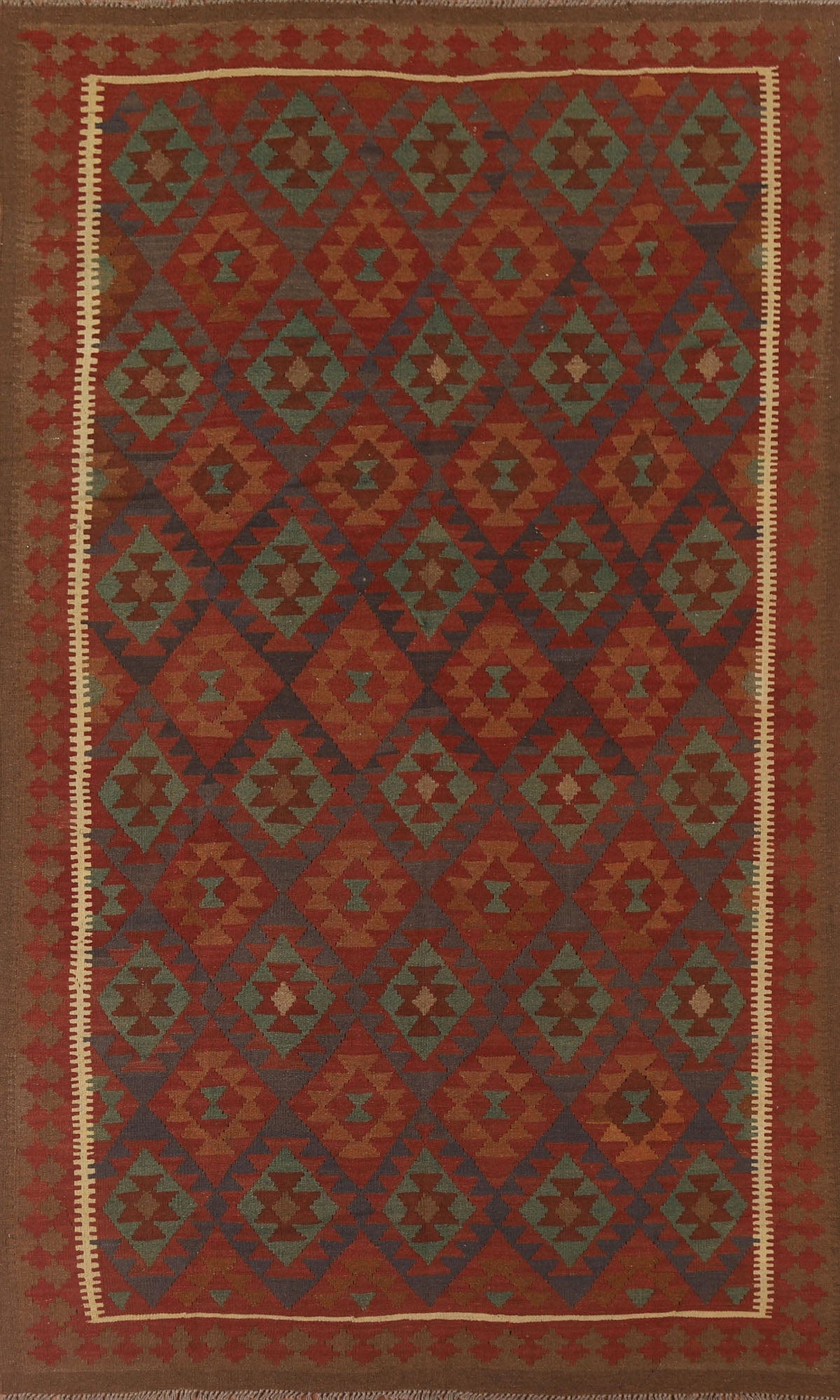 Geometric Kilim Reversible Wool Area Rug 7x10