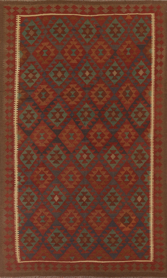 Geometric Kilim Reversible Wool Area Rug 7x10