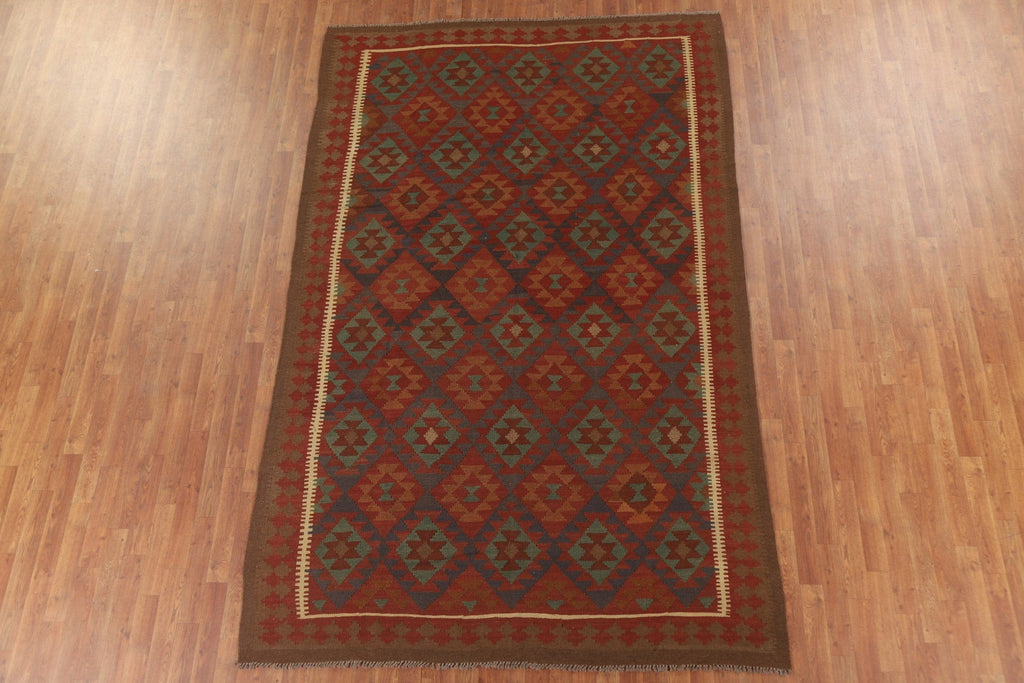 Geometric Kilim Reversible Wool Area Rug 7x10