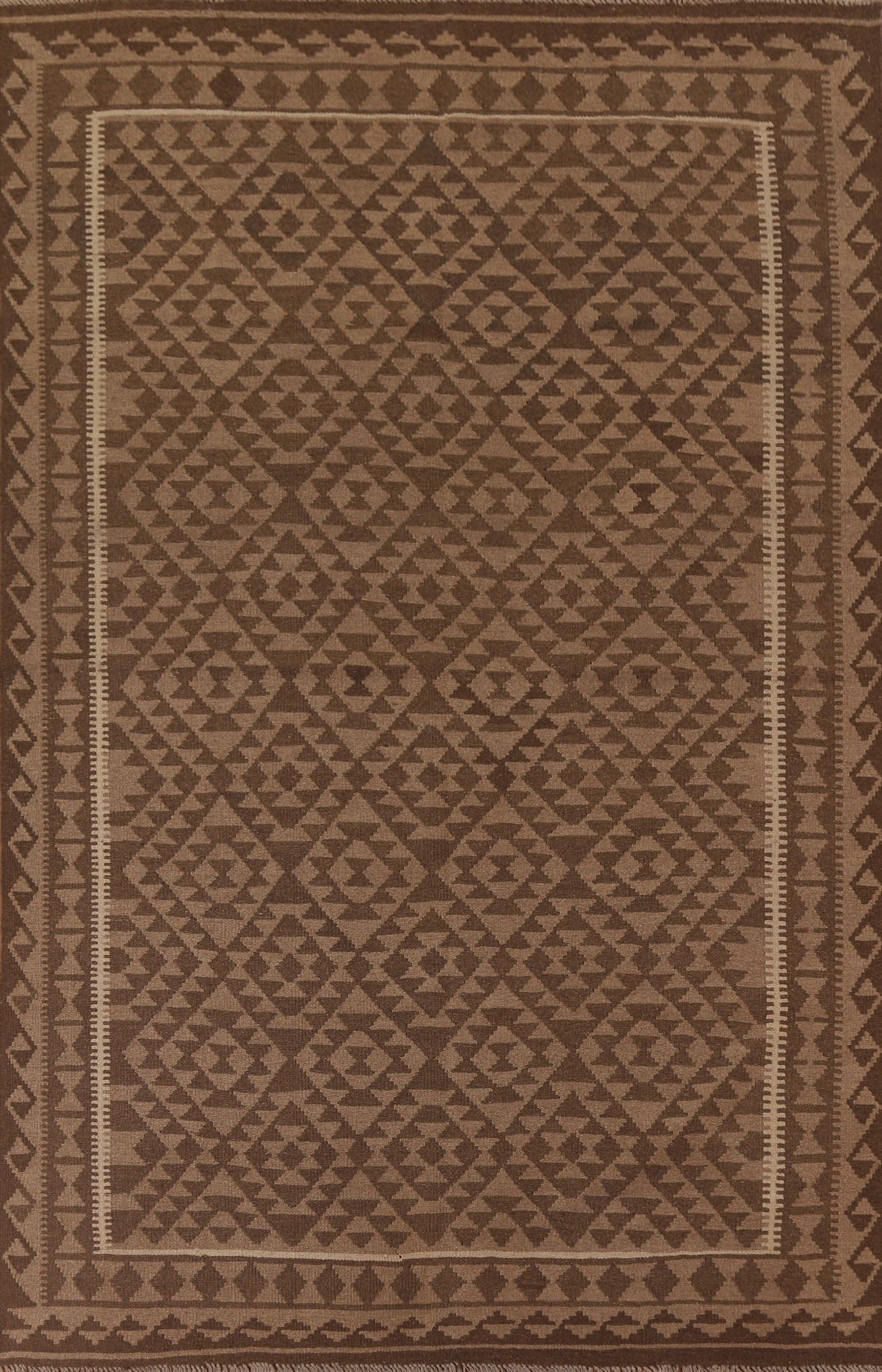 Brown Wool Kilim Oriental Area Rug 6x10