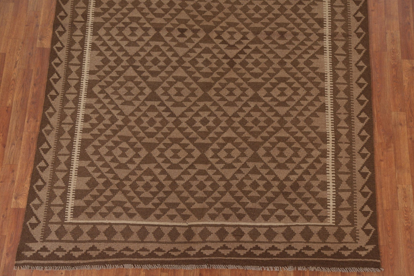 Brown Wool Kilim Oriental Area Rug 6x10