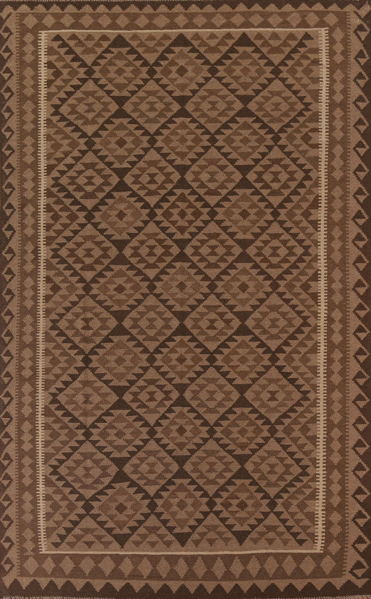 Kilim Brown Geometric Area Rug 6x10