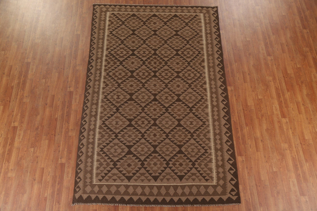 Kilim Brown Geometric Area Rug 6x10