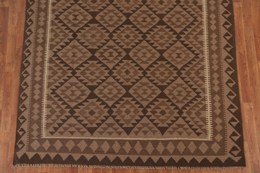 Kilim Brown Geometric Area Rug 6x10