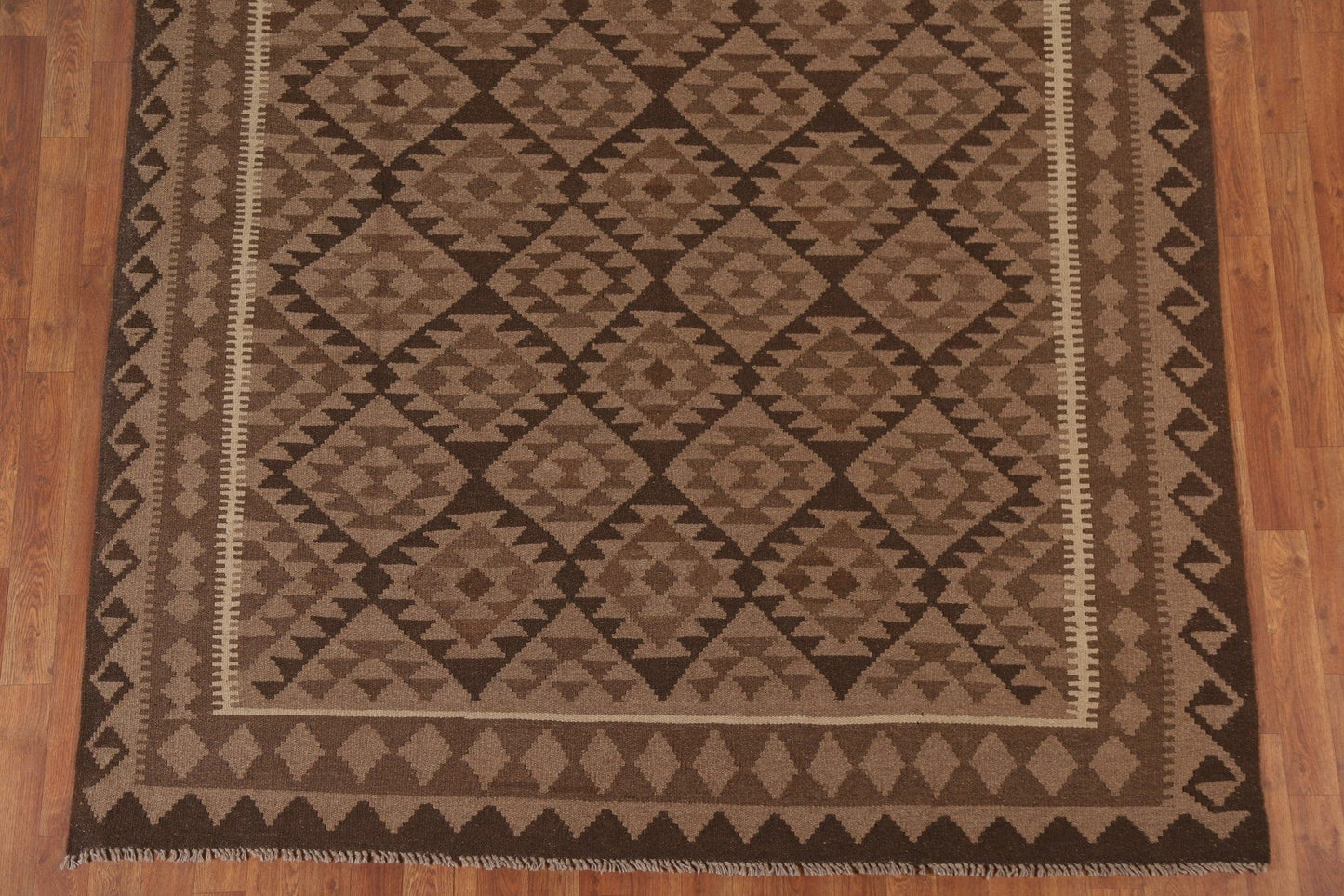 Kilim Brown Geometric Area Rug 6x10