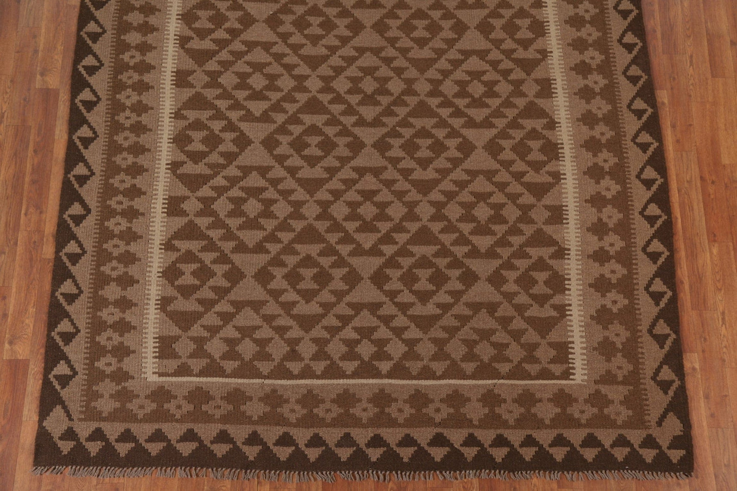 Brown Wool Kilim Oriental Area Rug 7x10