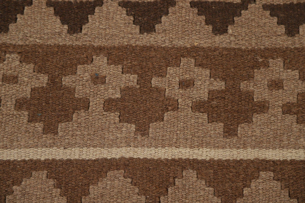 Brown Wool Kilim Oriental Area Rug 7x10