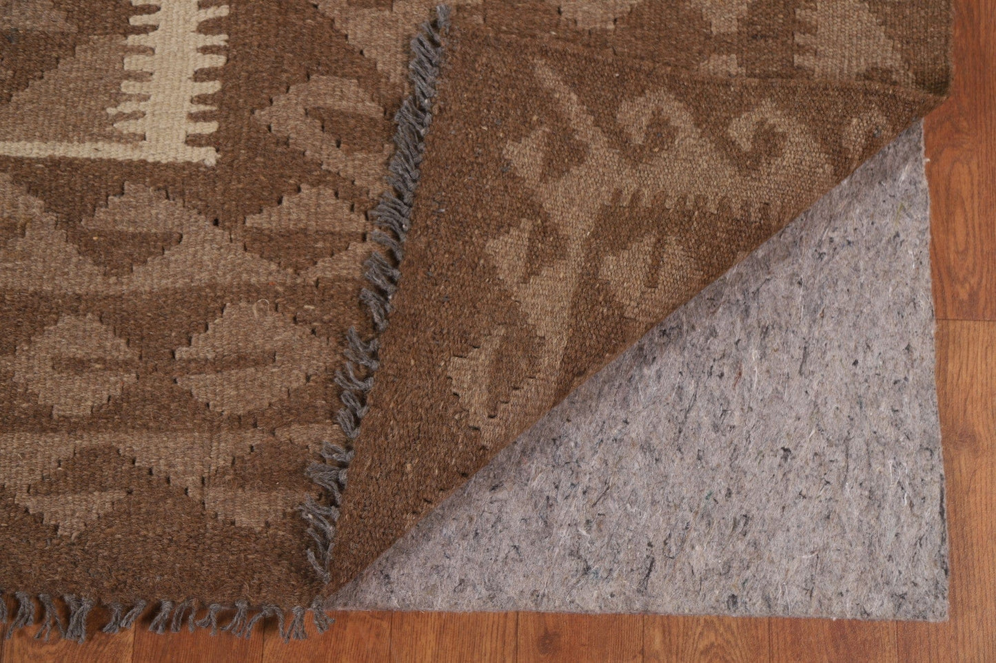 Brown Kilim Reversible Wool Area Rug 7x10