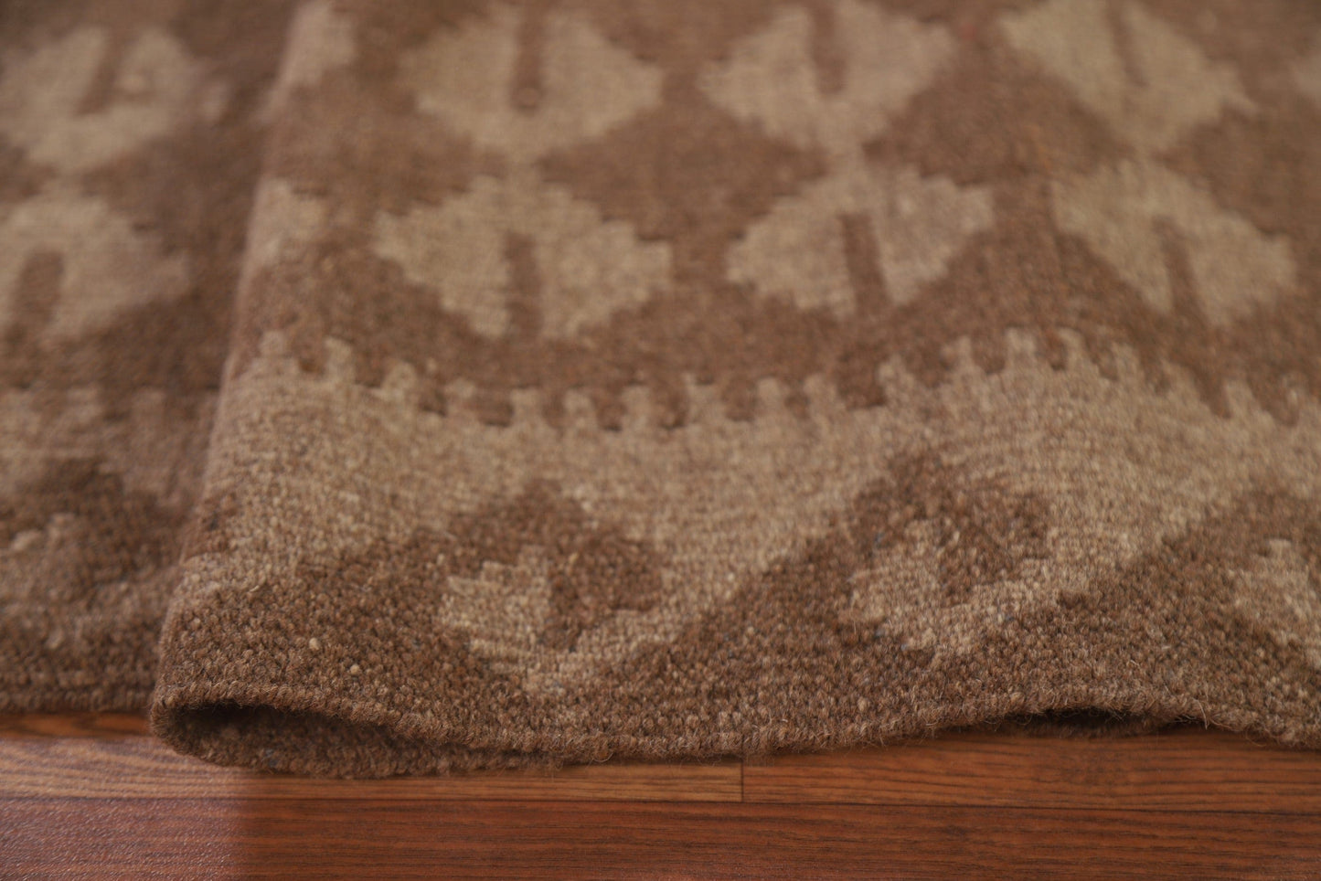 Brown Kilim Reversible Wool Area Rug 7x10