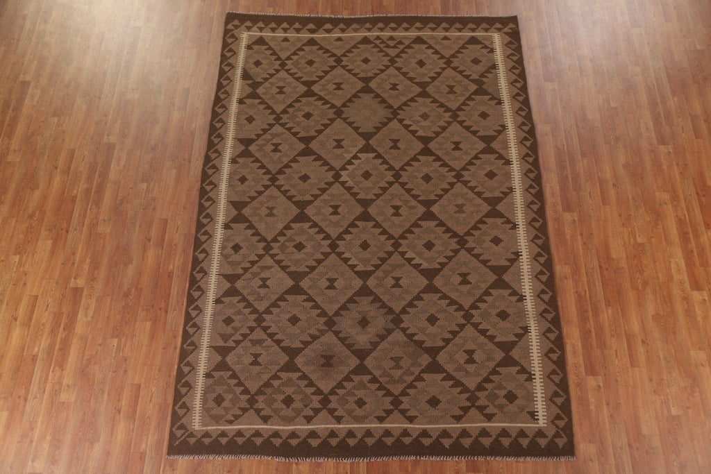 Brown Kilim Oriental Area Rug 7x10