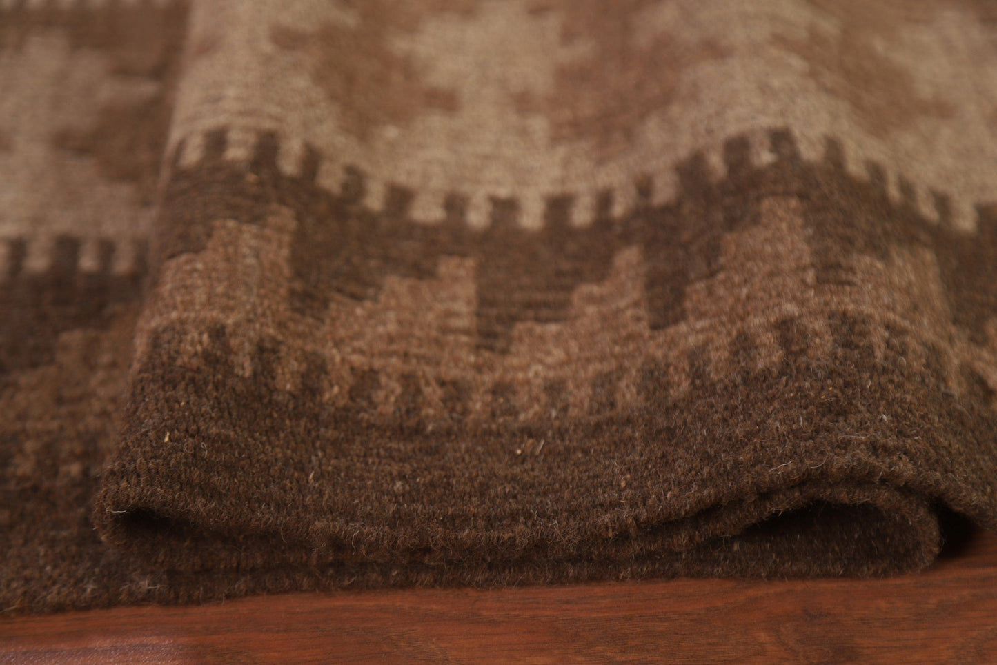 Brown Kilim Reversible Wool Area Rug 7x10