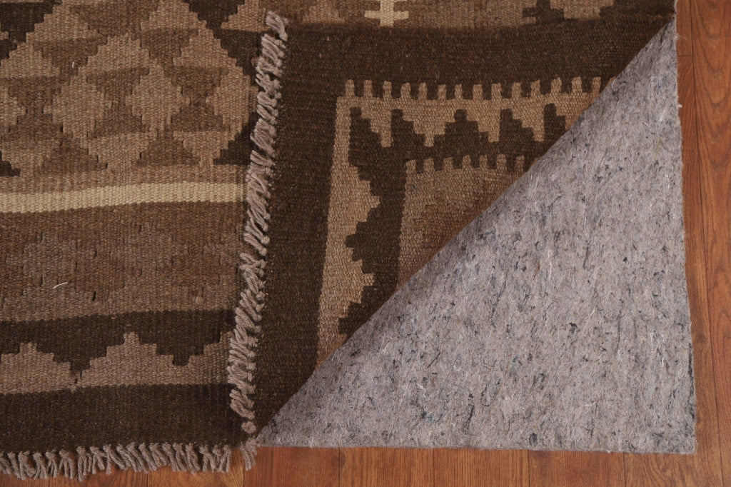 Reversible Wool Kilim Brown Area Rug 7x10