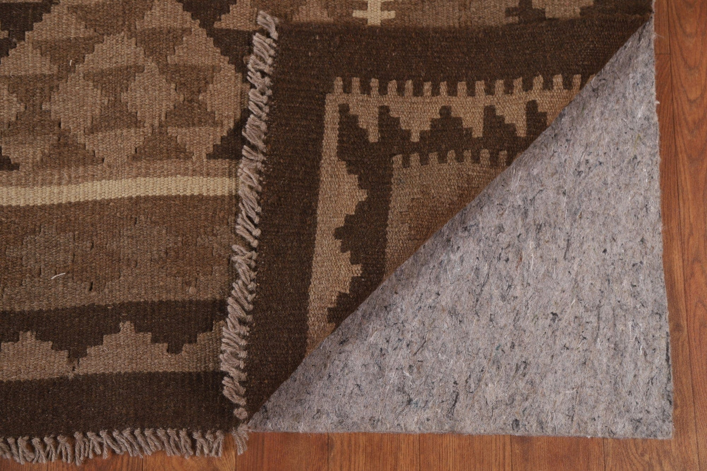 Reversible Wool Kilim Brown Area Rug 7x10