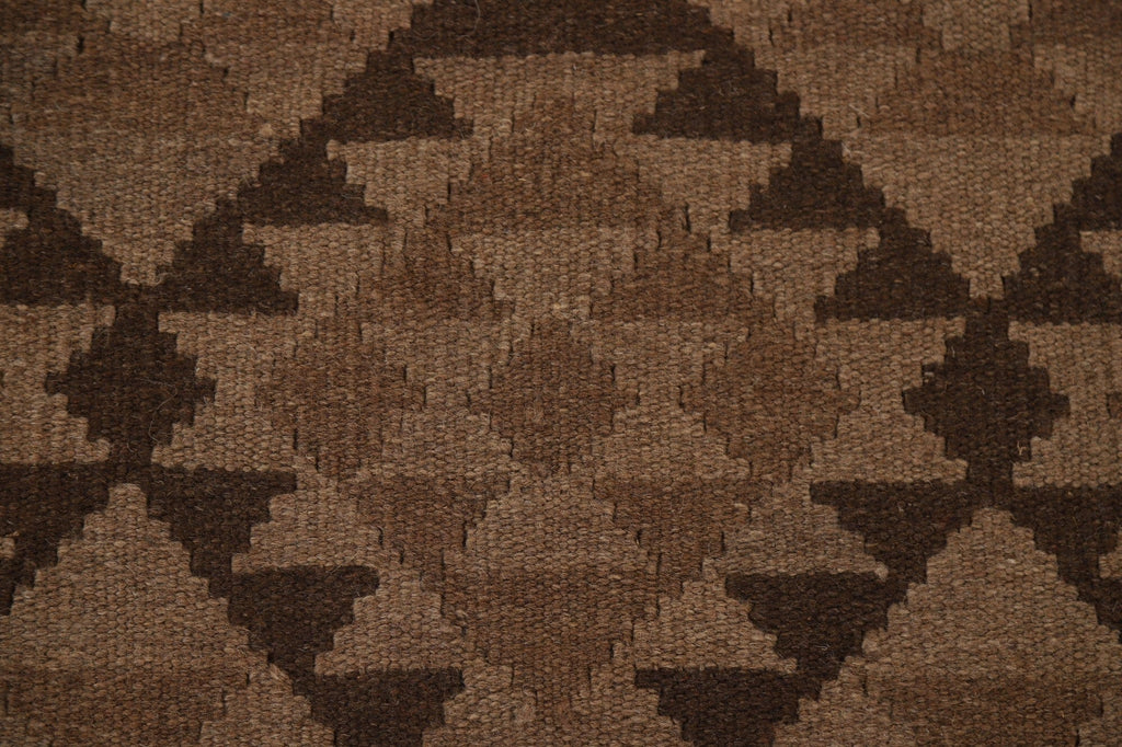 Reversible Wool Kilim Brown Area Rug 7x10